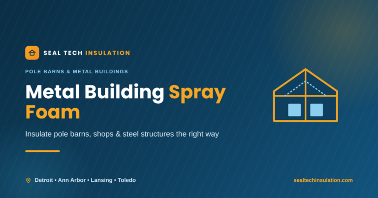 Metal building and pole barn spray foam insulation in Southeast Michigan