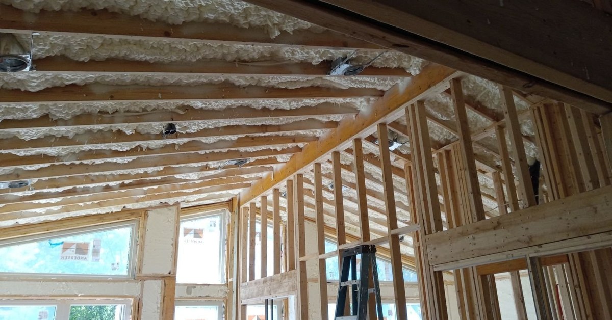 Spray foam wall insulation installed in a home