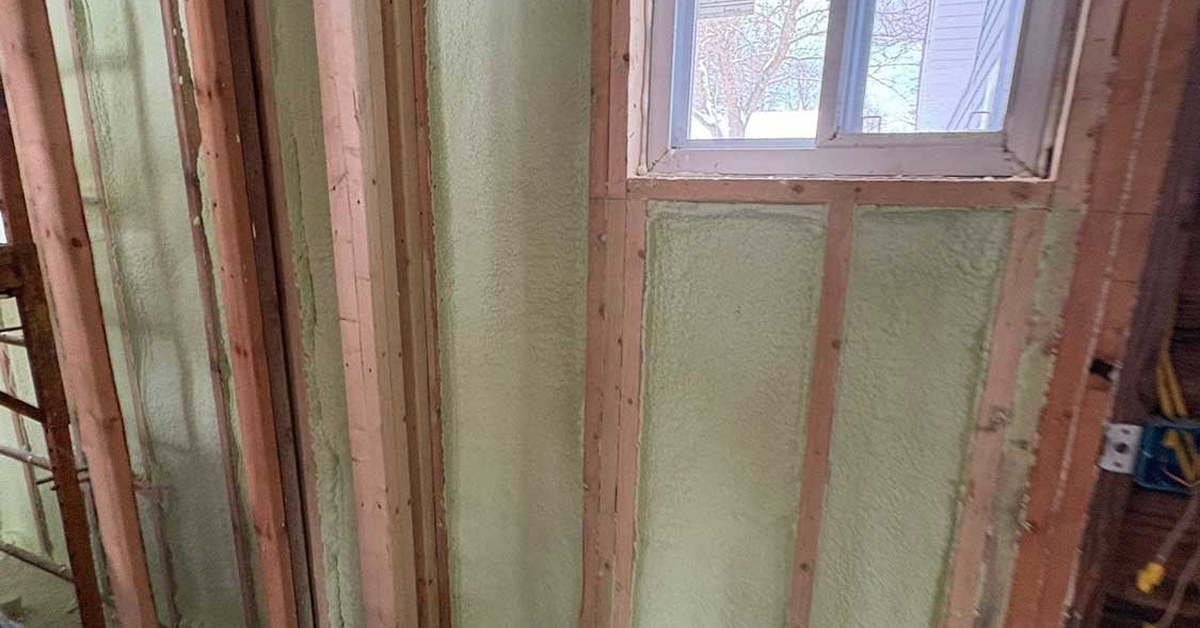 Closed-cell spray foam on basement walls in Ypsilanti, Michigan